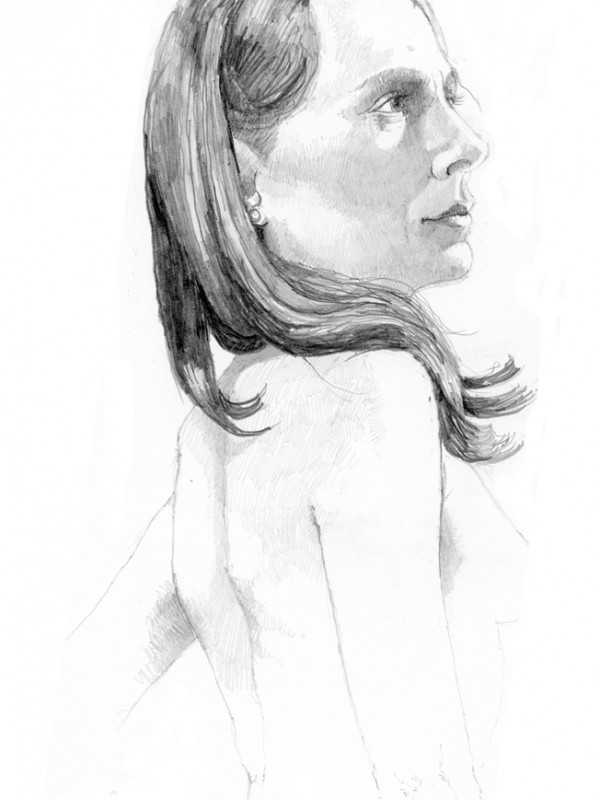 Tess Pencil Portrait from Life by Alan Blavins