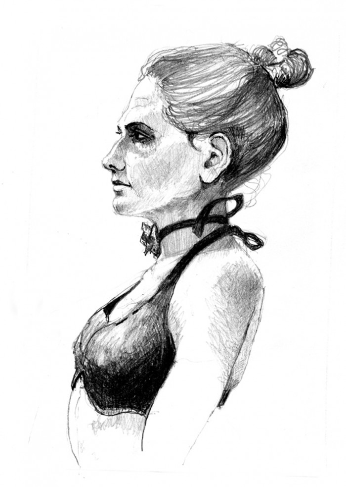 Claire - Full Figure and Nude Pencil Drawing Study 1 by Alan Blavins