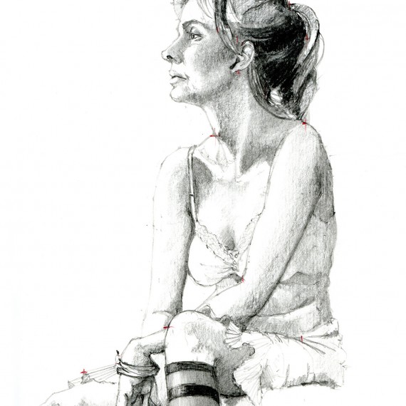 Joyce- Full Figure and Nude Pencil Drawing by Alan Blavins