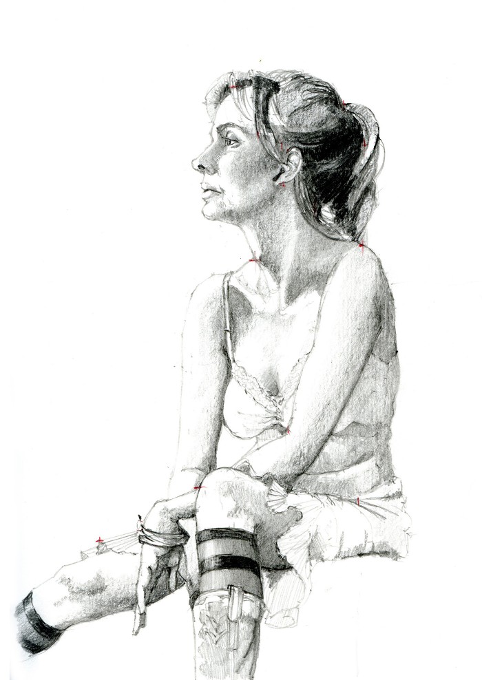 Joyce- Full Figure and Nude Pencil Drawing by Alan Blavins