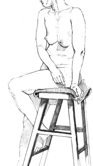 June - Full Figure and Nude Pencil Drawing by Alan Blavins