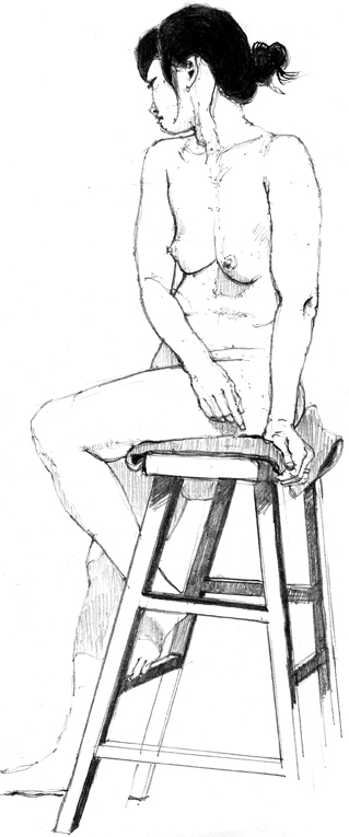 June - Full Figure and Nude Pencil Drawing by Alan Blavins