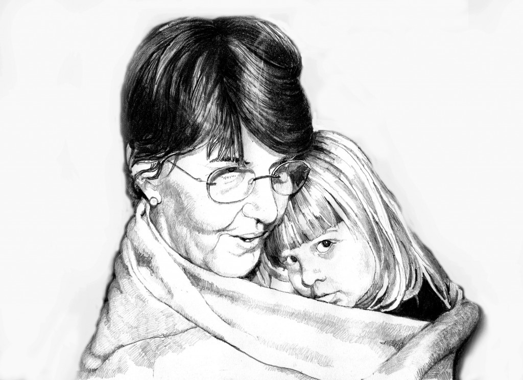 Grandmother and grand daughter Pencil Study from Photograph by Alan Blavins