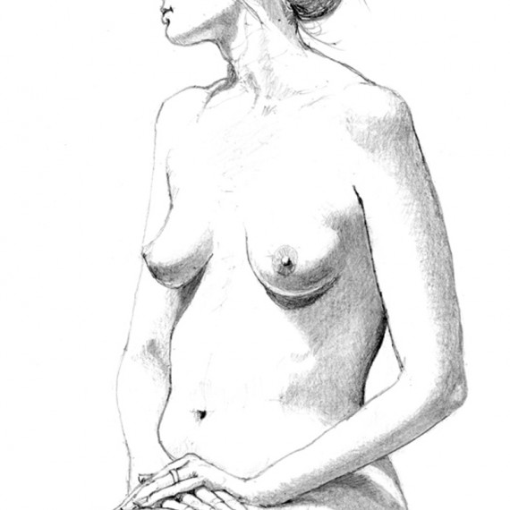 Shara Full Figure and Nude Pencil Drawing by Alan Blavins