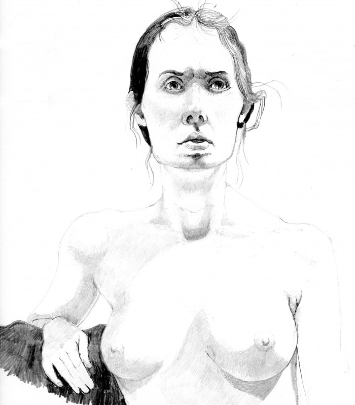 Susan - Full Figure and Nude Pencil Drawing by Alan Blavins