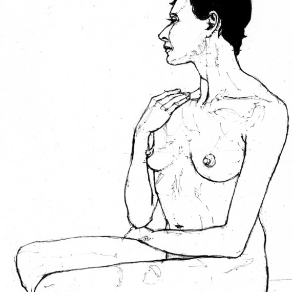 Full Figure and Nude Pencil Drawing of Susan from sitting by Alan Blavins