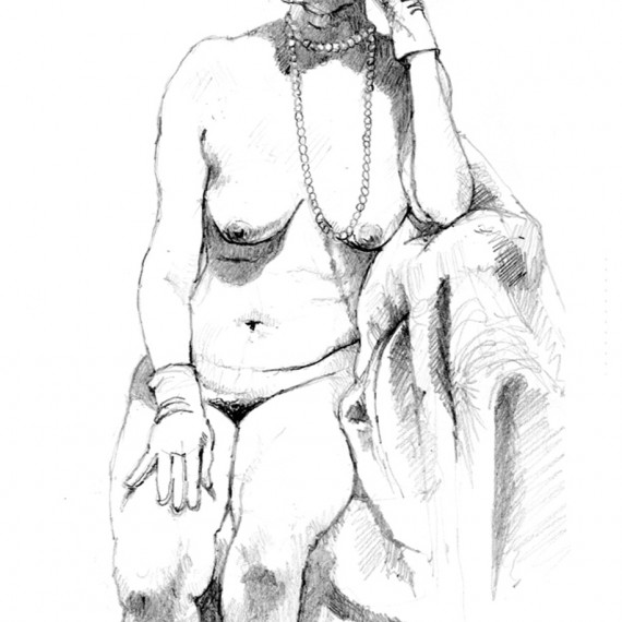 Vale Full Figure and Nude Pencil Drawing by Alan Blavins